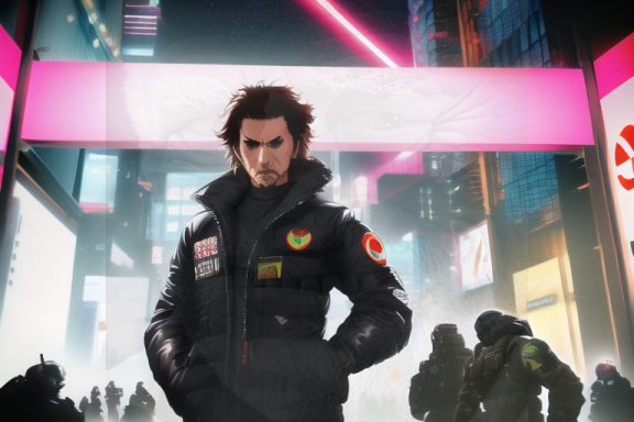 Kanji, Matoko, trending on artstation, yoji shinkawa's rendition of CyberPunk Girl by Craig Mullins, vibrant colorful cyber-soldier uniform by Takashi Murakami, detailed Cyber Toky s-737000880