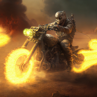 Drift Johnson Space Marine Riding on Motorcycle hyperdetailed b ee10f854-6cae-42af-8f99-7831a77aeb4d