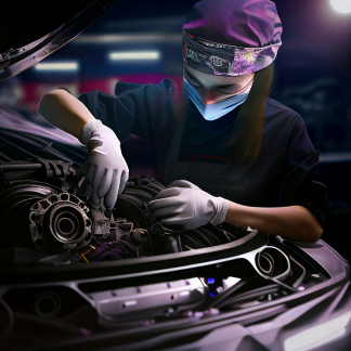 Drift Johnson a photo close up a female mechanic tuning the eng e044ae65-fdf7-43f3-aeba-82f560579275